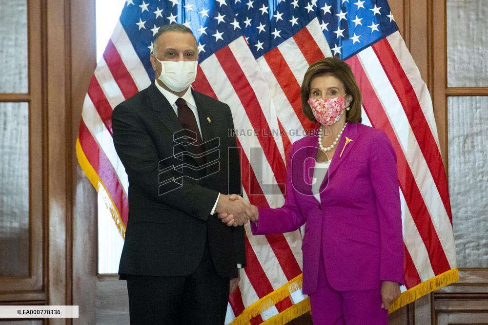 Nancy Pelosi Meets With Iraq's PM Mustafa Al-Kadhimi - DC