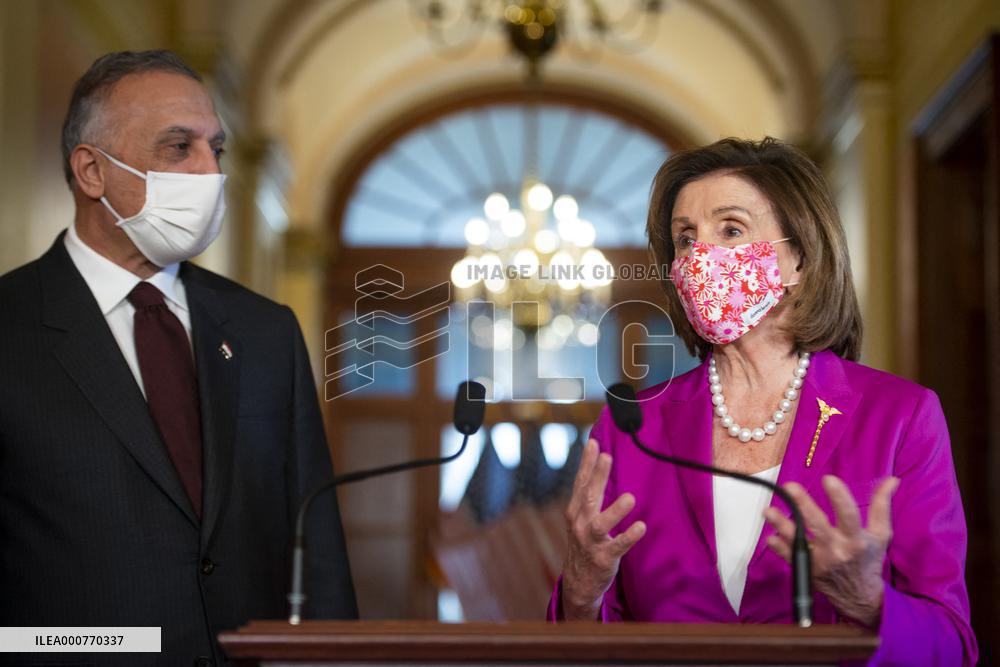 Nancy Pelosi Meets With Iraq's PM Mustafa Al-Kadhimi - DC