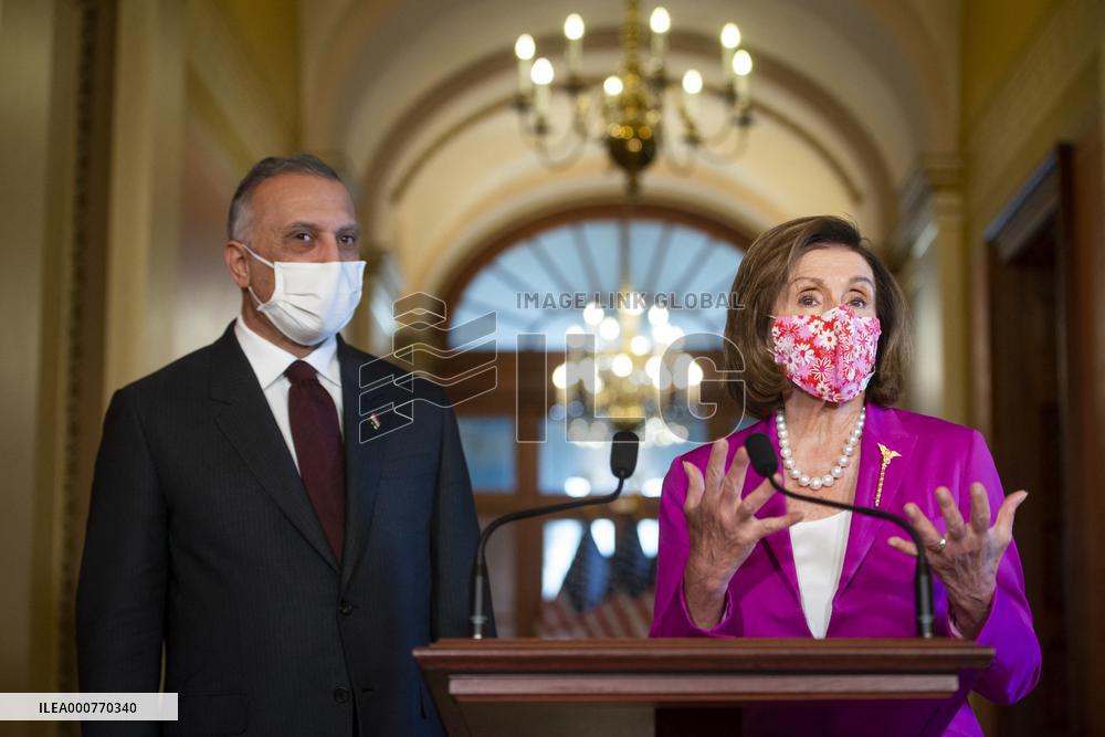 Nancy Pelosi Meets With Iraq's PM Mustafa Al-Kadhimi - DC