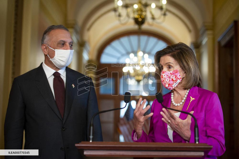 Nancy Pelosi Meets With Iraq's PM Mustafa Al-Kadhimi - DC