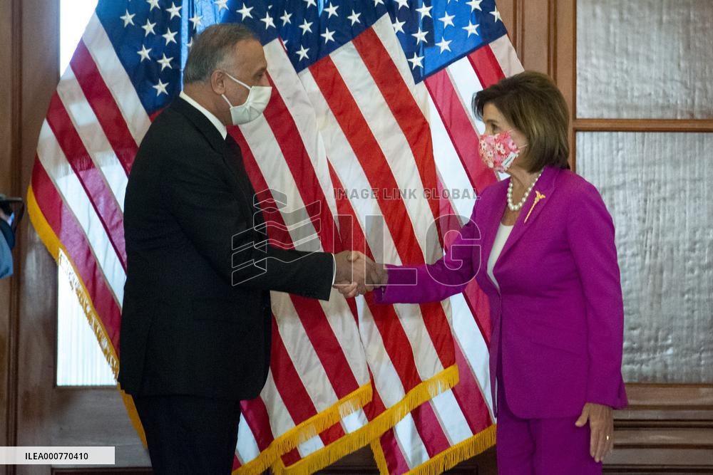 Nancy Pelosi Meets With Iraq's PM Mustafa Al-Kadhimi - DC