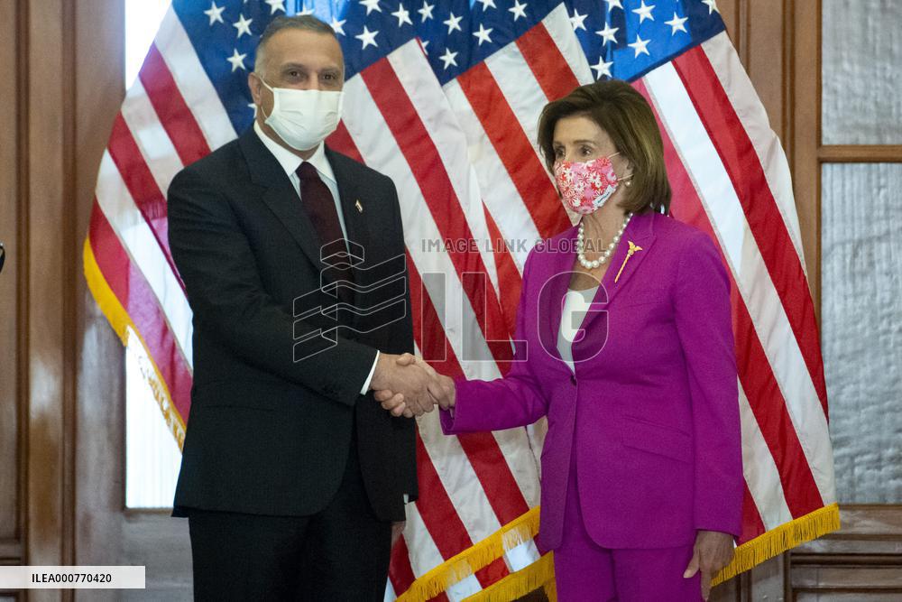 Nancy Pelosi Meets With Iraq's PM Mustafa Al-Kadhimi - DC
