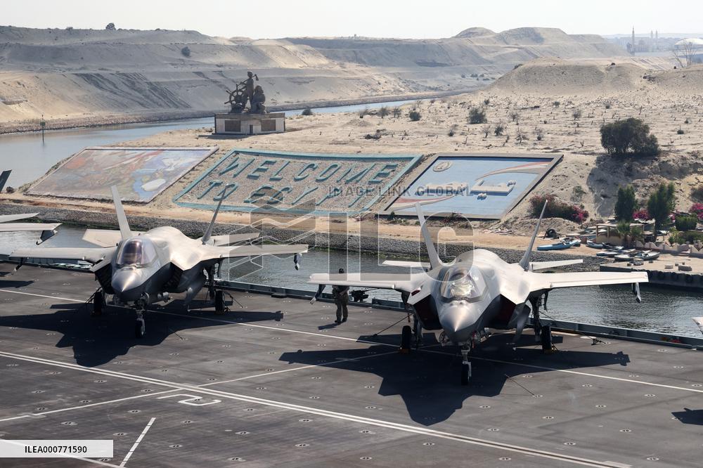 HMS Queen Elizabeth Transits The Suez Canal