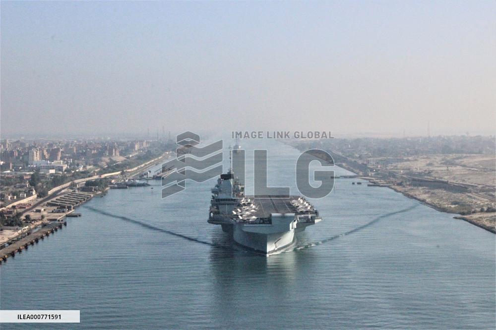HMS Queen Elizabeth Transits The Suez Canal