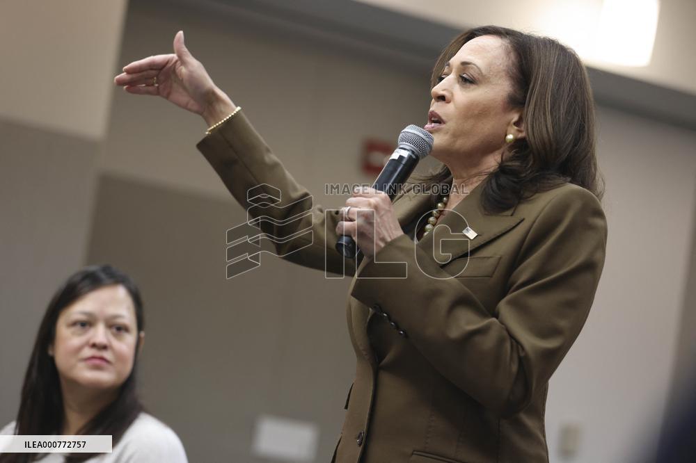 Vice President Kamala Harris speaks while meeting with Texas legislators