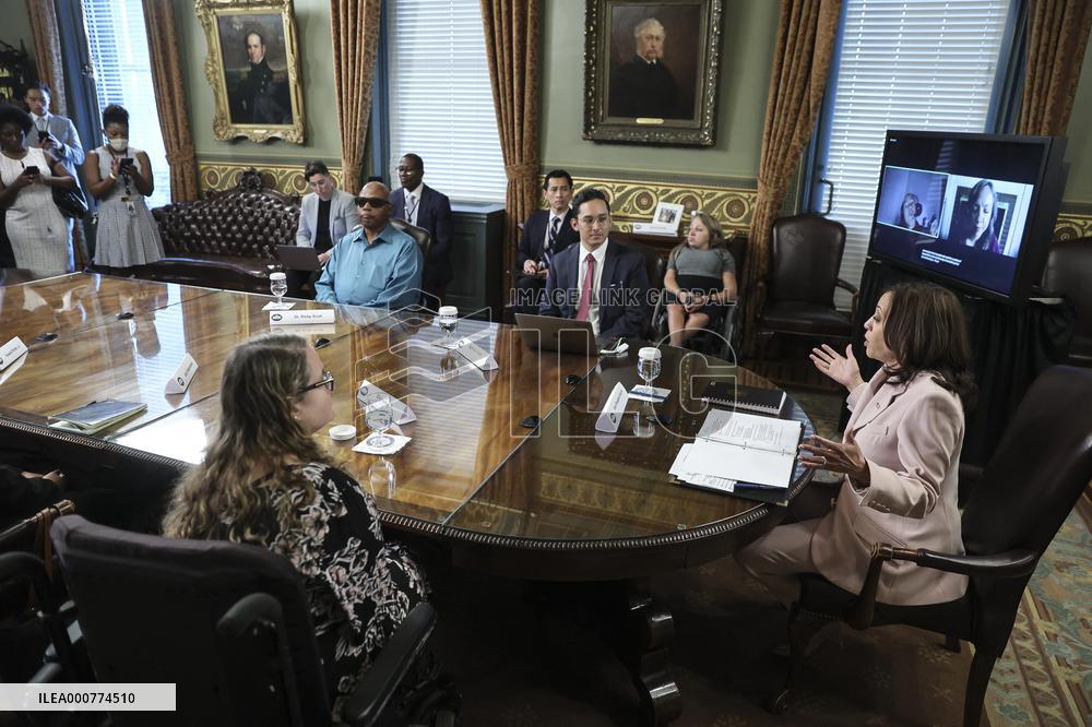 Vice President Kamala Harris meets with disabilities advocates at the White House