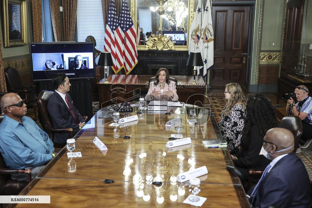 Vice President Kamala Harris meets with disabilities advocates at the White House