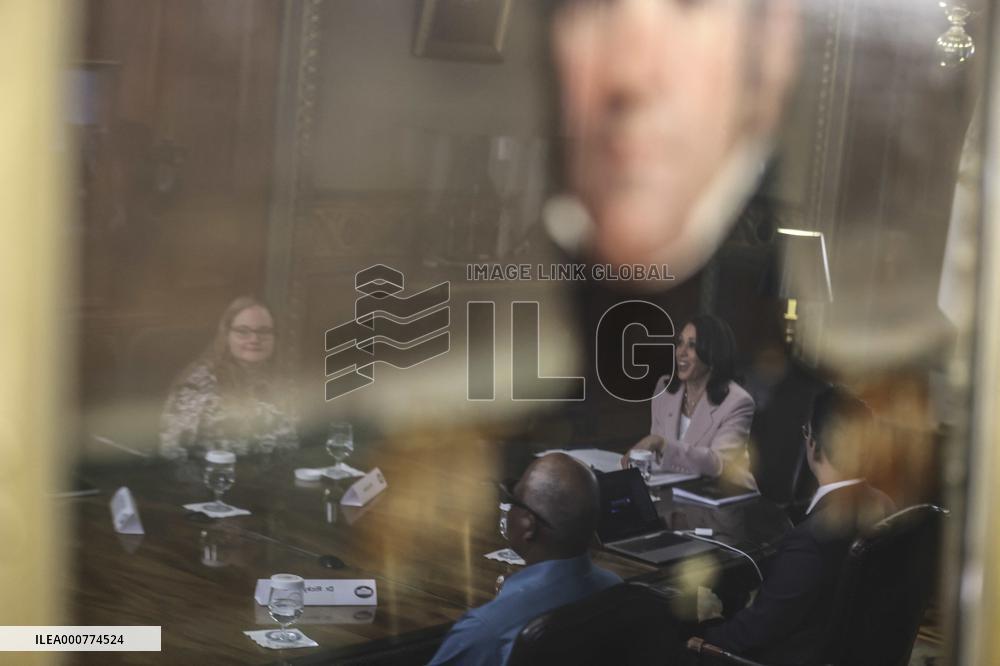 Vice President Kamala Harris meets with disabilities advocates at the White House