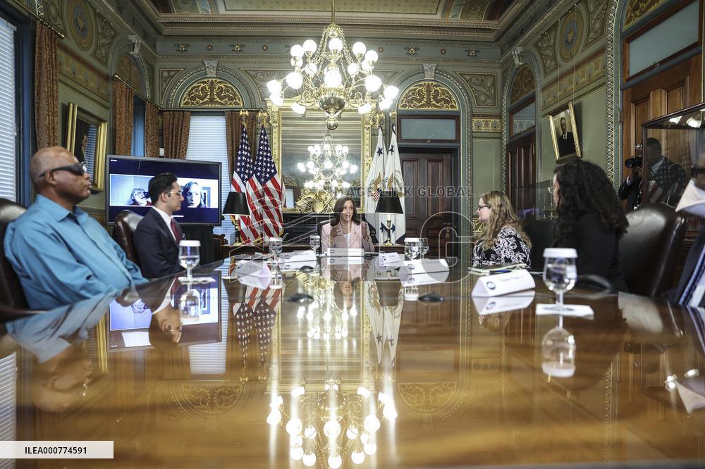 Vice President Kamala Harris meets with disabilities advocates at the White House