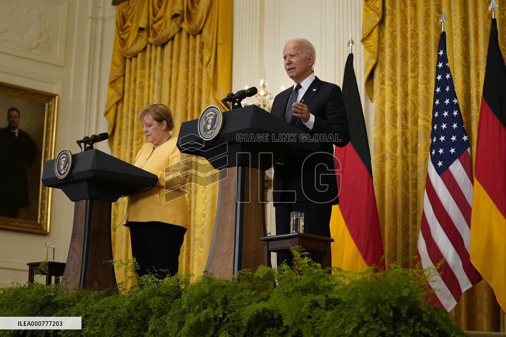 Biden Holds a Joint Press Conference with Dr. Angela Merkel the Chancellor of Germany