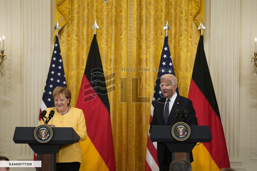 Biden Holds a Joint Press Conference with Dr. Angela Merkel the Chancellor of Germany