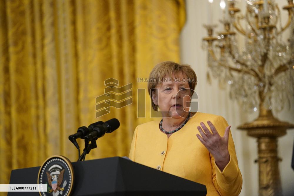 Biden Holds a Joint Press Conference with Dr. Angela Merkel the Chancellor of Germany