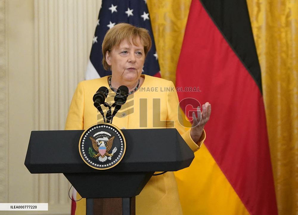 Biden Holds a Joint Press Conference with Dr. Angela Merkel the Chancellor of Germany