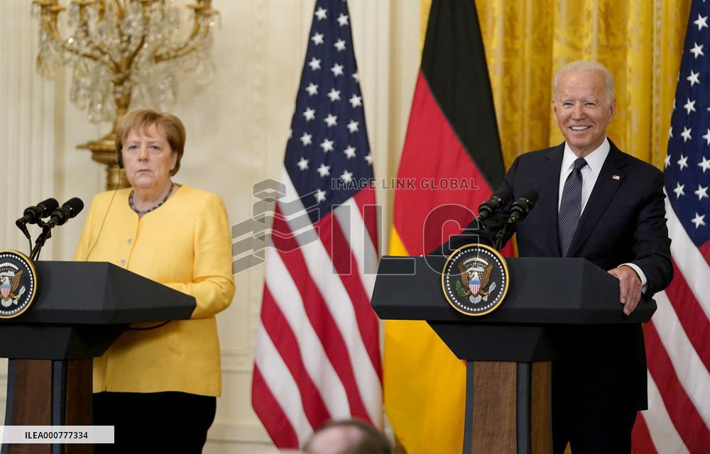 Biden Holds a Joint Press Conference with Dr. Angela Merkel the Chancellor of Germany