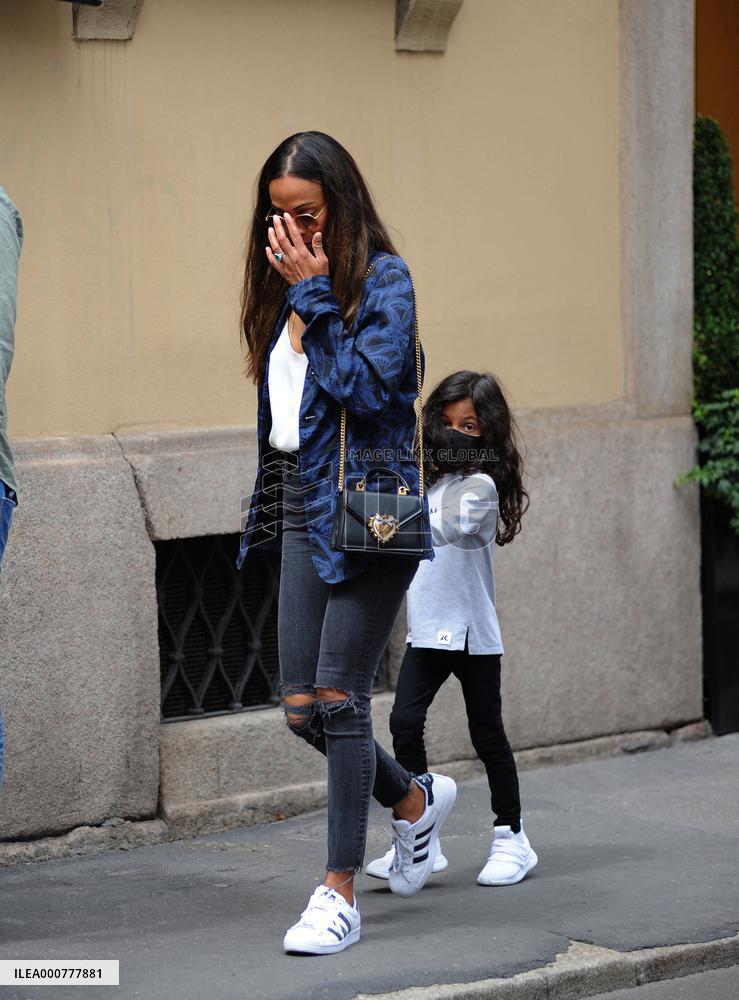 Zoe Saldana And Marco Perego Out - Milan