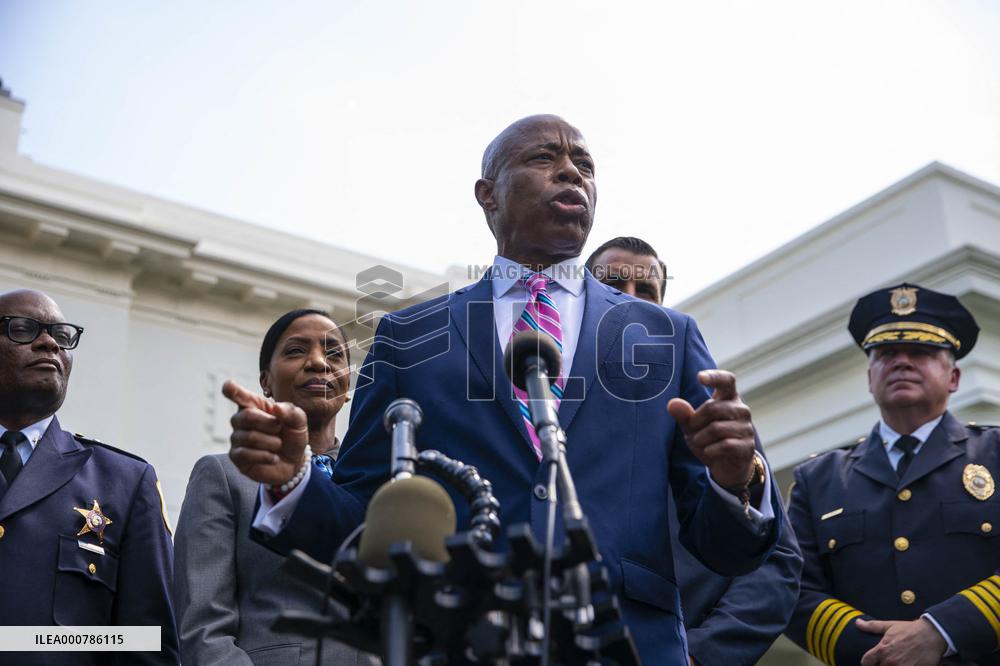 Borough President of Brooklyn Eric Adams Speaks to Reporters at the White House