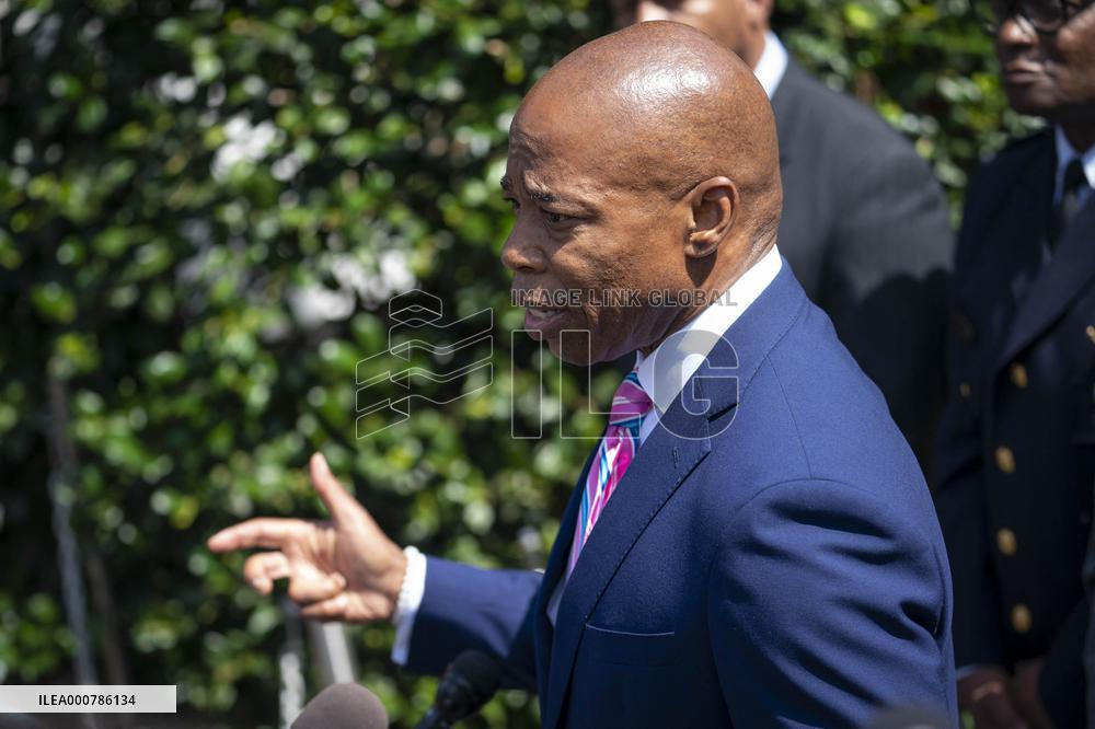 Borough President of Brooklyn Eric Adams Speaks to Reporters at the White House