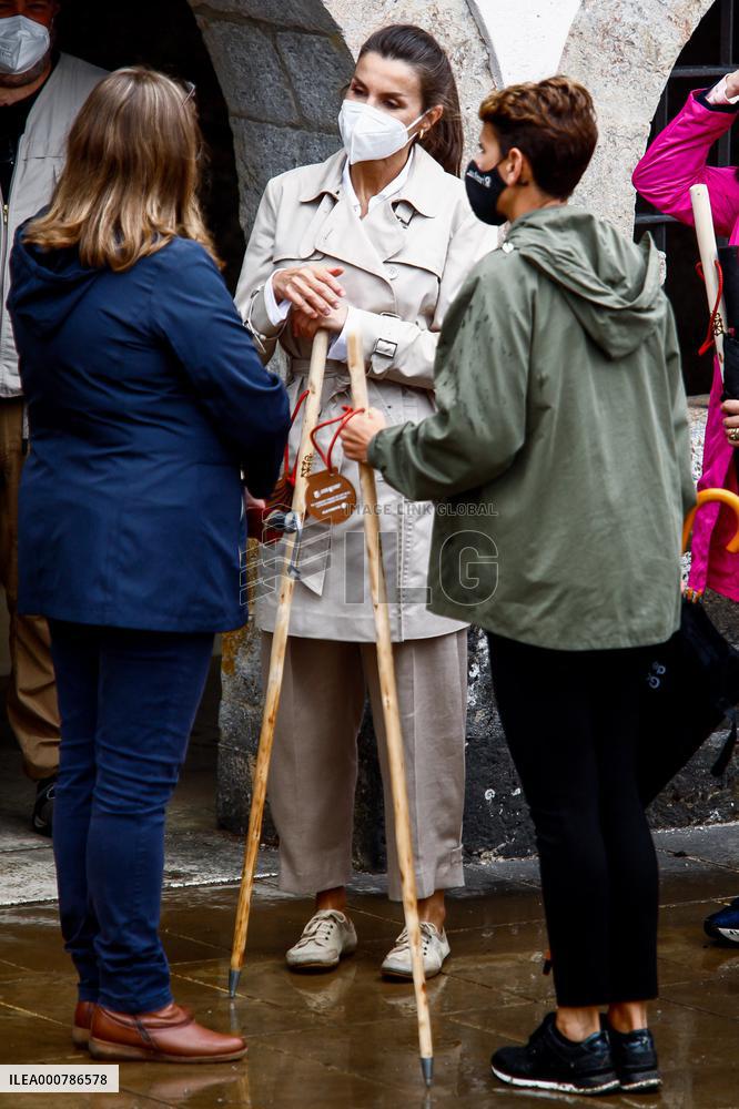King Felipe And Queen Letizia Visit Roncesvalles