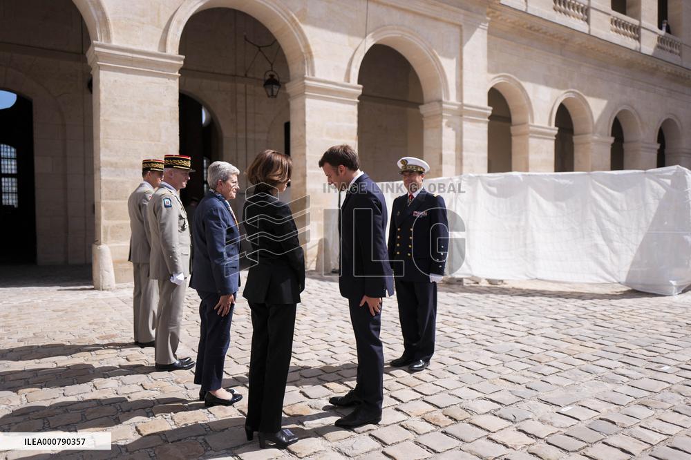 President Macron Attends A Military Ceremony - Paris
