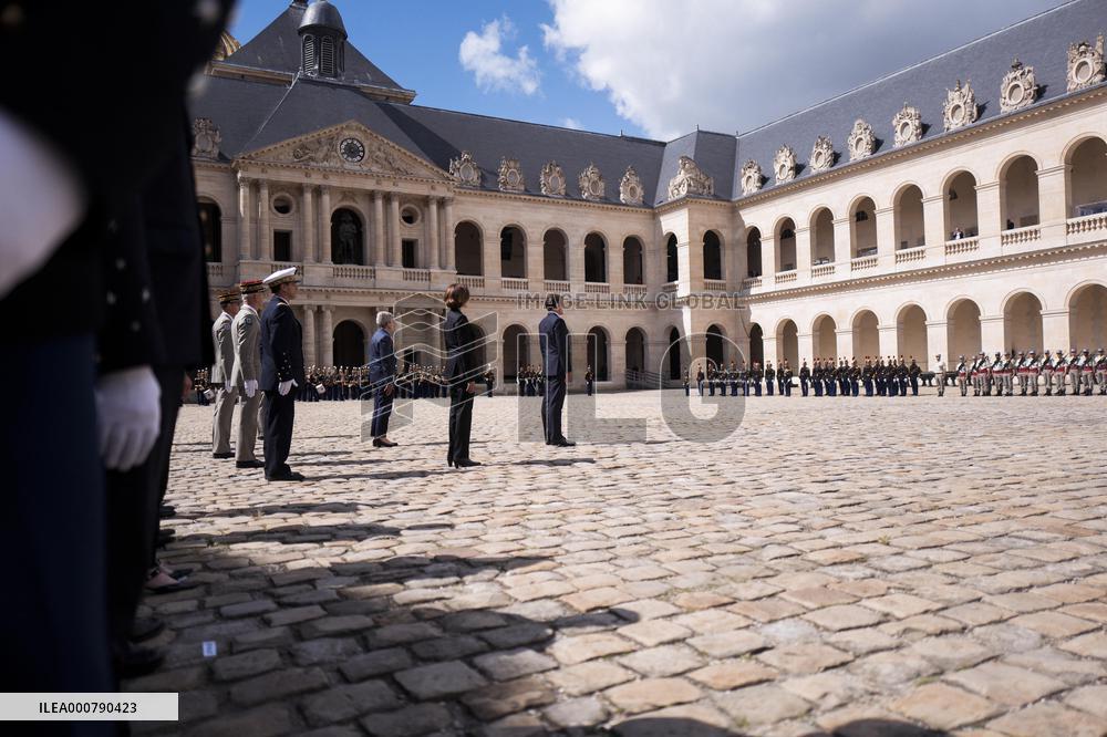 President Macron Attends A Military Ceremony - Paris