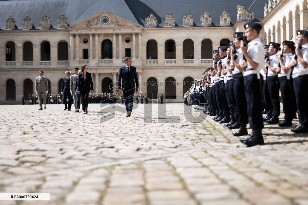 President Macron Attends A Military Ceremony - Paris