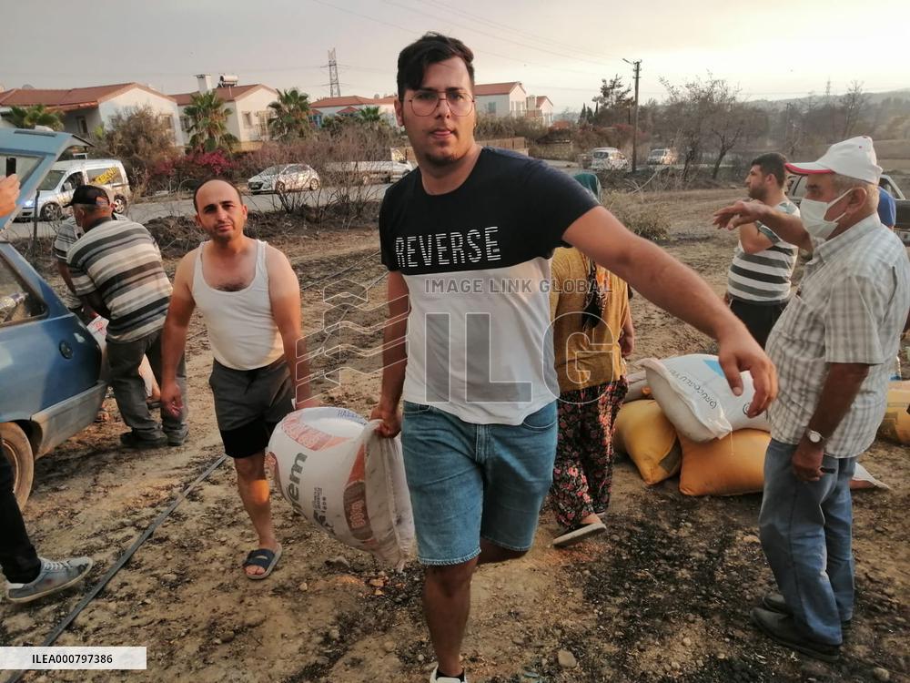 Aid for the villagers Aftermath Fire in Antalya