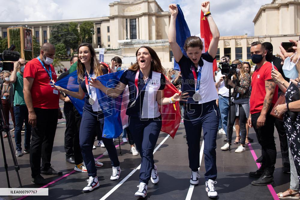 French Medalists of the Olympics Games at the Trocadero - Paris