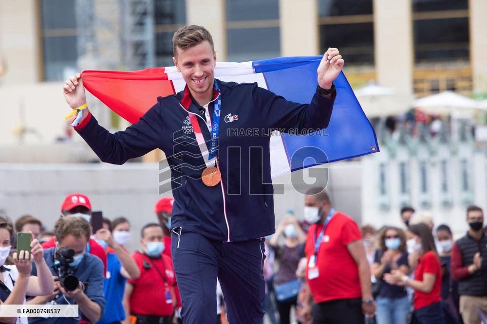 France Olympics Medalists At The Fan Zone Of The Trocadero - Paris