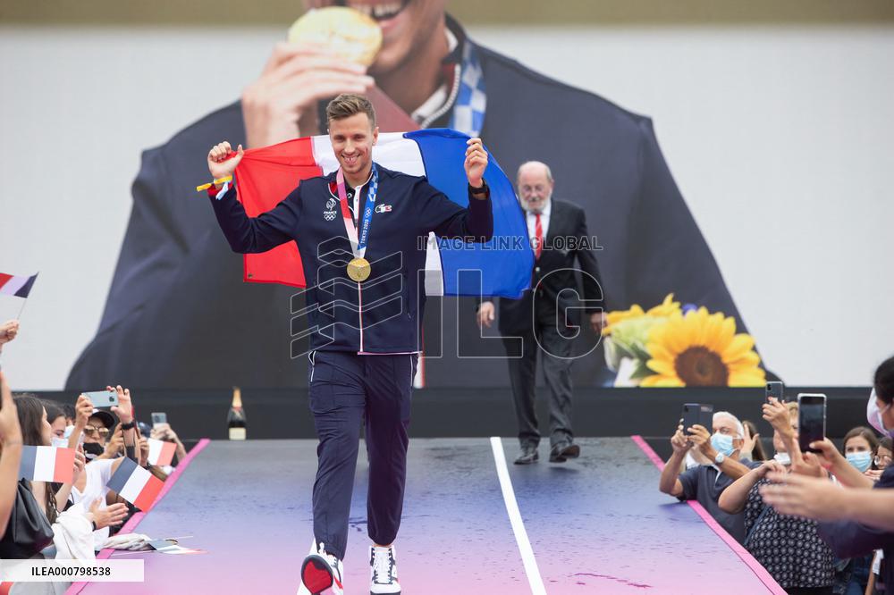 France Olympics Medalists At The Fan Zone Of The Trocadero - Paris