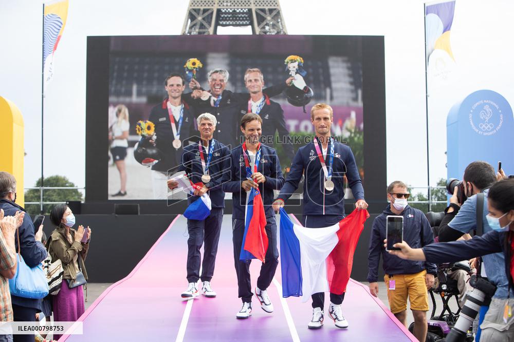 France Olympics Medalists At The Fan Zone Of The Trocadero - Paris