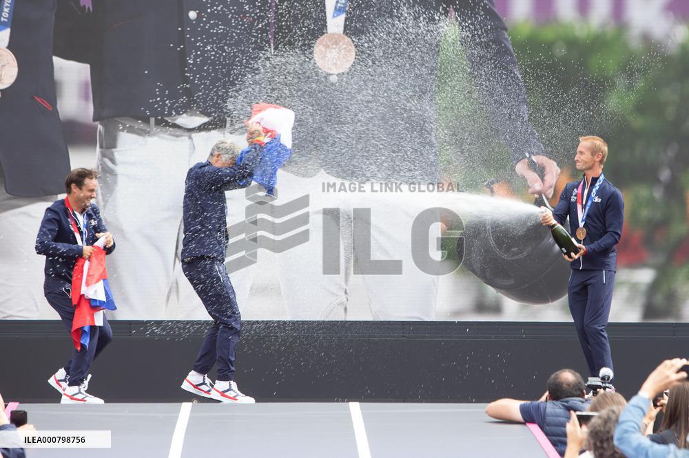 France Olympics Medalists At The Fan Zone Of The Trocadero - Paris