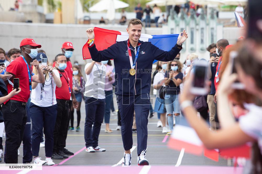 France Olympics Medalists At The Fan Zone Of The Trocadero - Paris