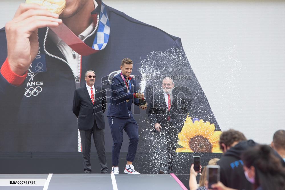 France Olympics Medalists At The Fan Zone Of The Trocadero - Paris