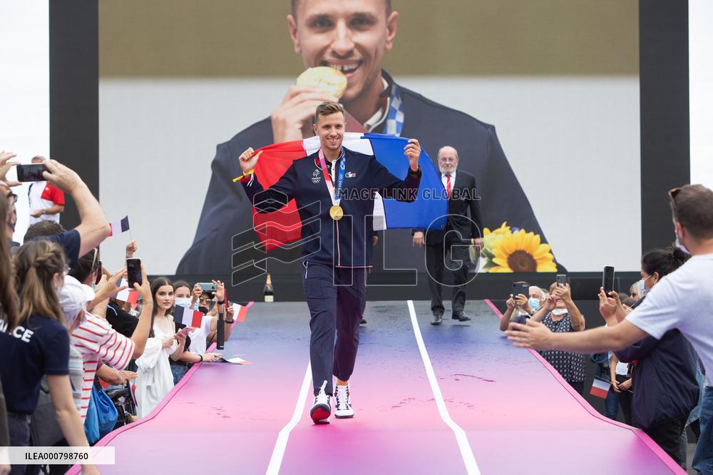 France Olympics Medalists At The Fan Zone Of The Trocadero - Paris