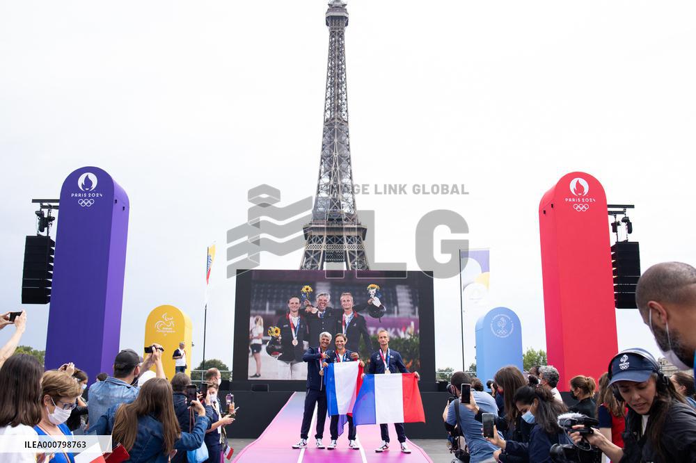 France Olympics Medalists At The Fan Zone Of The Trocadero - Paris