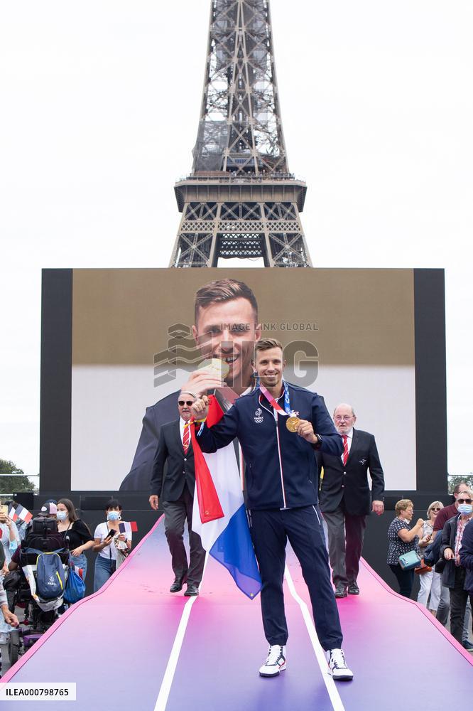 France Olympics Medalists At The Fan Zone Of The Trocadero - Paris