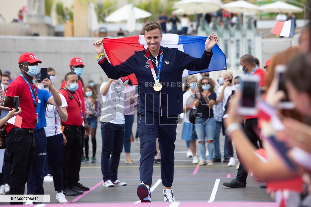 France Olympics Medalists At The Fan Zone Of The Trocadero - Paris