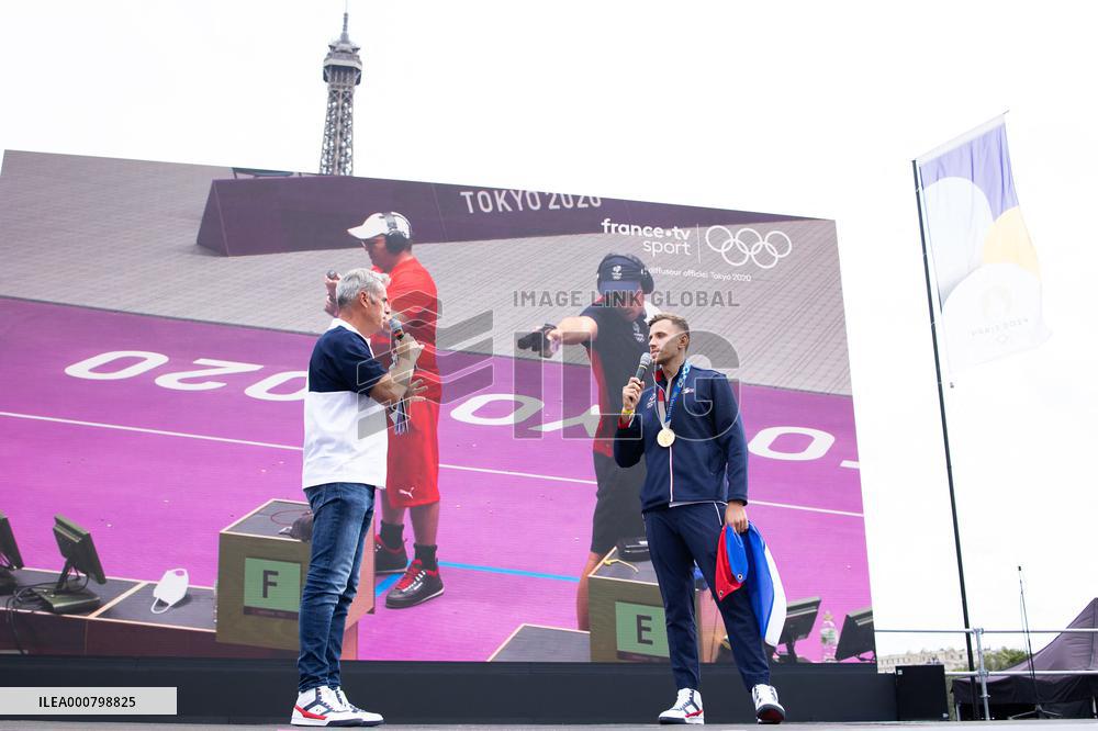 France Olympics Medalists At The Fan Zone Of The Trocadero - Paris