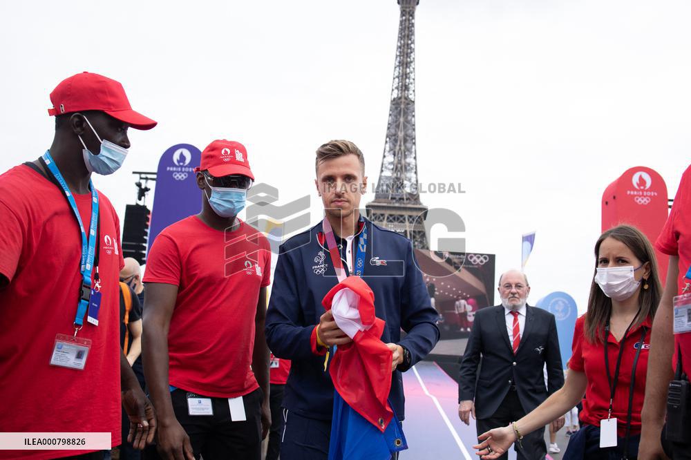 France Olympics Medalists At The Fan Zone Of The Trocadero - Paris