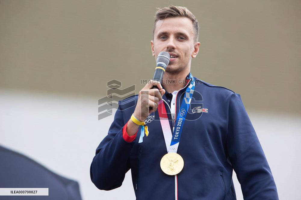 France Olympics Medalists At The Fan Zone Of The Trocadero - Paris