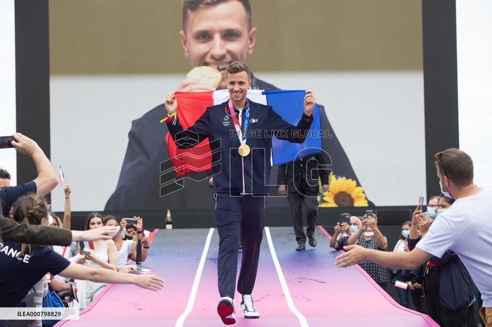 France Olympics Medalists At The Fan Zone Of The Trocadero - Paris