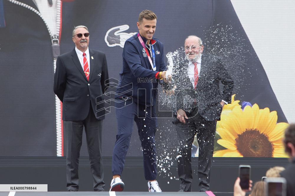 France Olympics Medalists At The Fan Zone Of The Trocadero - Paris
