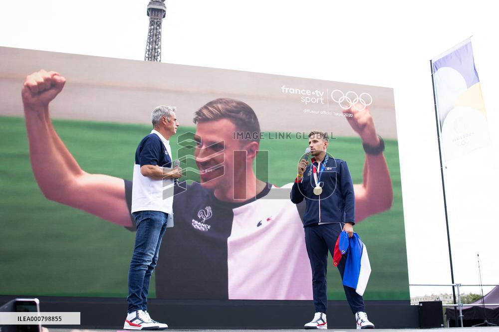 France Olympics Medalists At The Fan Zone Of The Trocadero - Paris