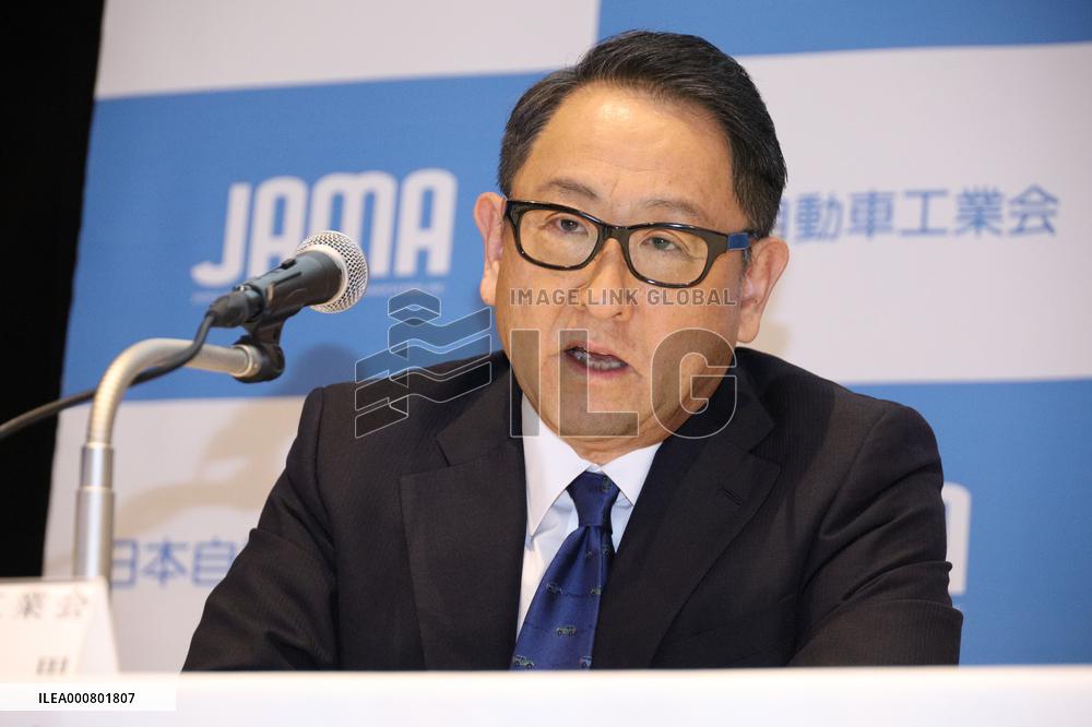 Chairman of the Japan Automobile Manufacturers Association (JAMA) Toyoda at a regular press conference