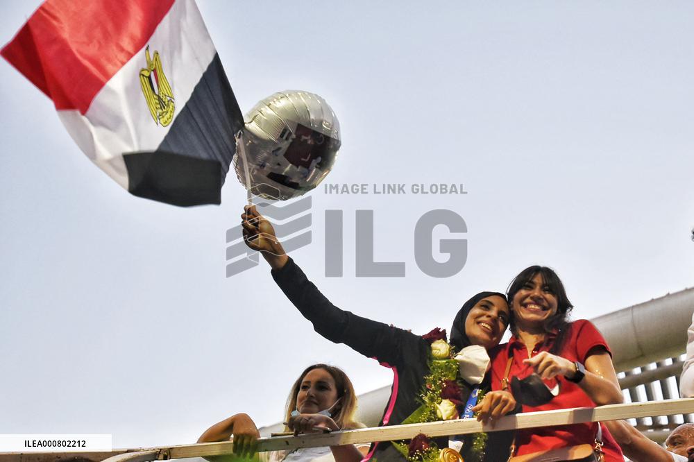 First Egyptian Female Gold Medalist Back To Cairo