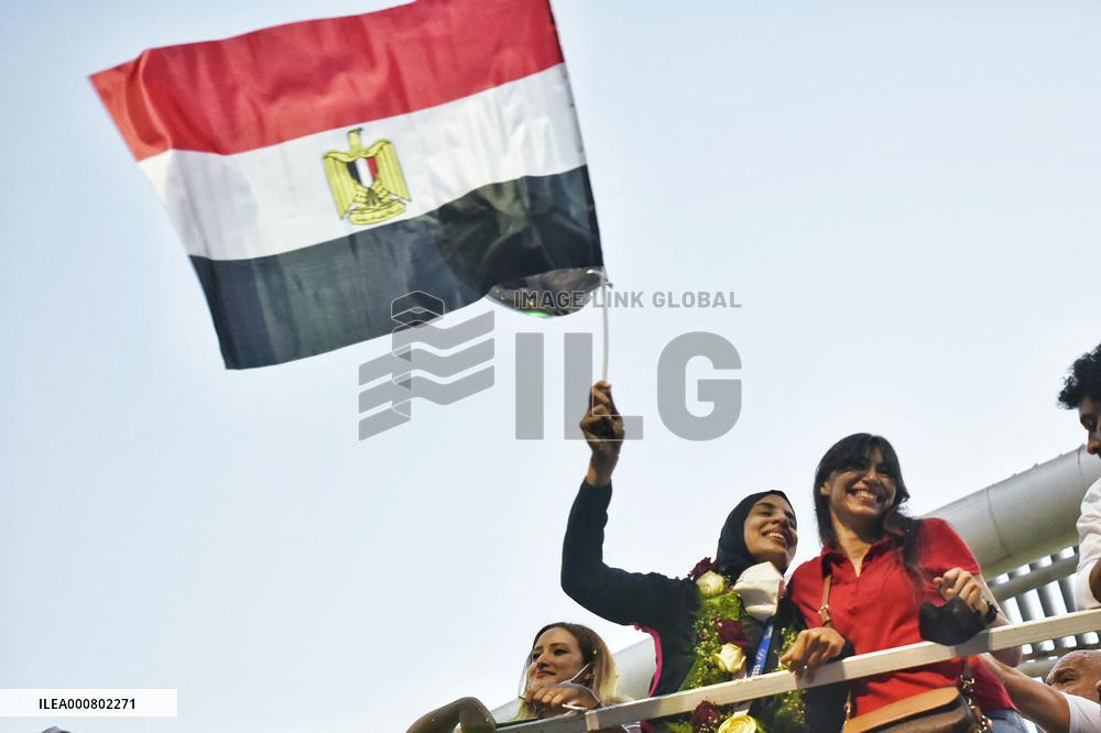 First Egyptian Female Gold Medalist Back To Cairo