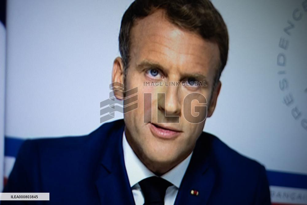 President Macron's TV Address On Afghanistan - Paris