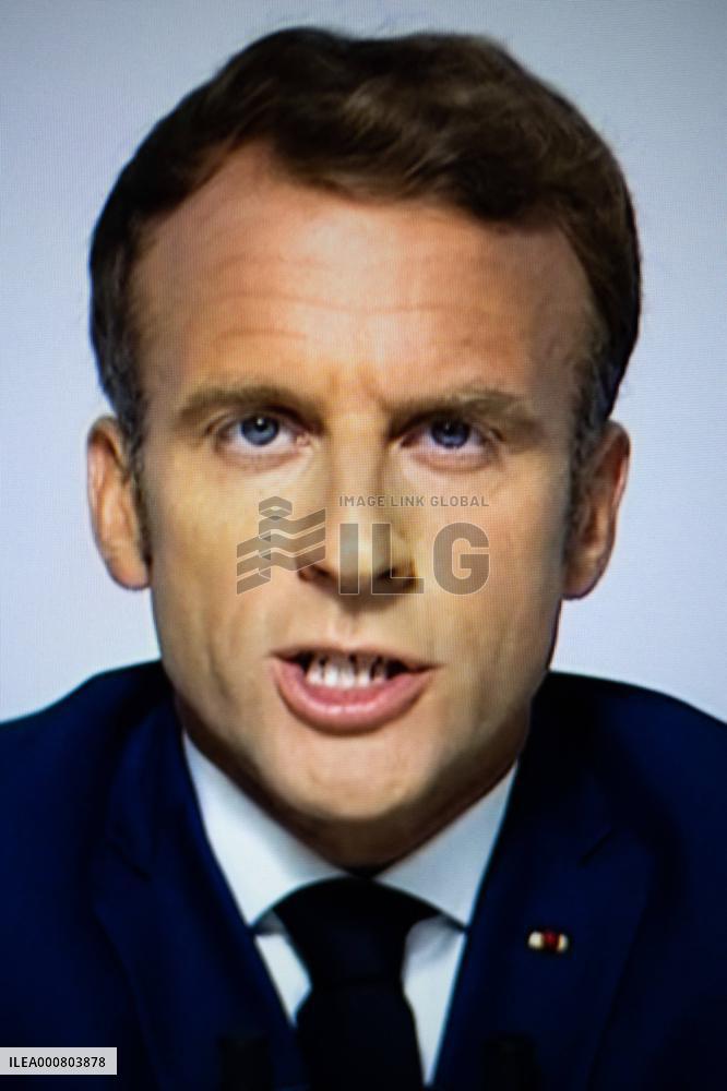 President Macron's TV Address On Afghanistan - Paris