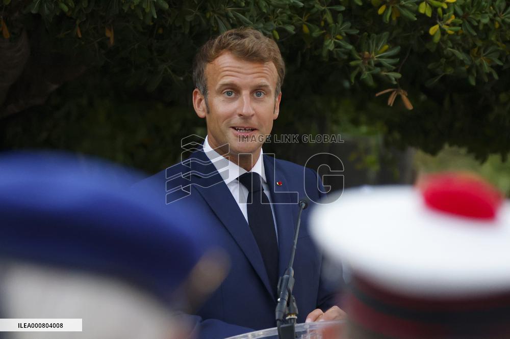 President Macron At A Ceremony For The Allied Landings - Bormes-les-Mimosas