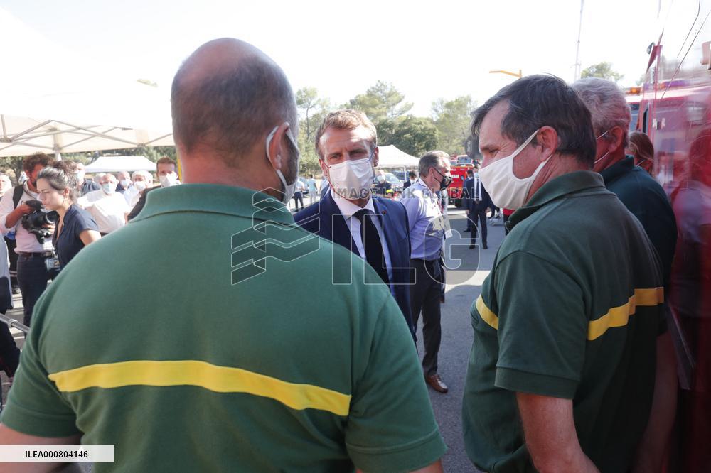 Macron Visits Wildfire-Affected Area - Le Luc